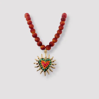 collar agata con corazon