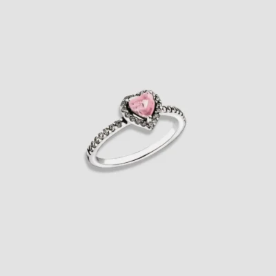 anillo corazon rosa