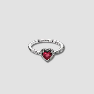 anillo corazon rojo